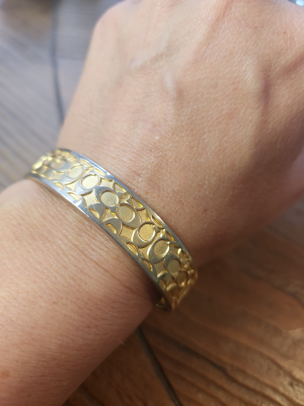 Coach Gold-Tone Signature C Link Bangle Bracelet - Picture 2 of 6